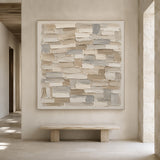 Textured Abstract Wall Art Beige Neutral Knife Stroke High Relief Plaster Minimalist Canvas AURA756