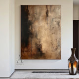 Rain Marks, Brown Drip and Patina Textured Painting AURA874