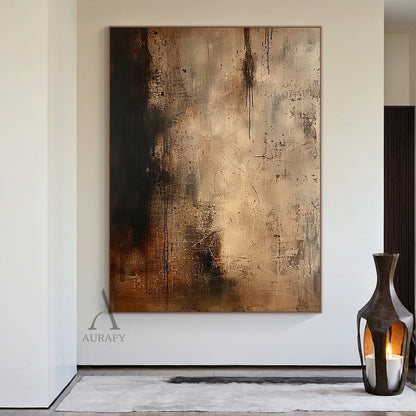 Rain Marks, Brown Drip and Patina Textured Painting AURA874