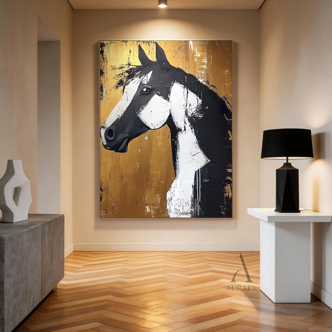 Modern Yellow Black Abstract Art Print for Home Wall Decor AURA366