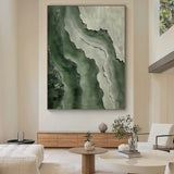 Abstract Textural Wall Art-Forest Green & Stone Layers-AURA041