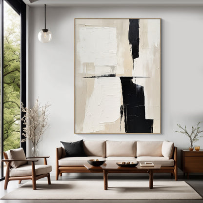 Traces of Still Light — Warm Ivory & Noir Abstraction – AURA111
