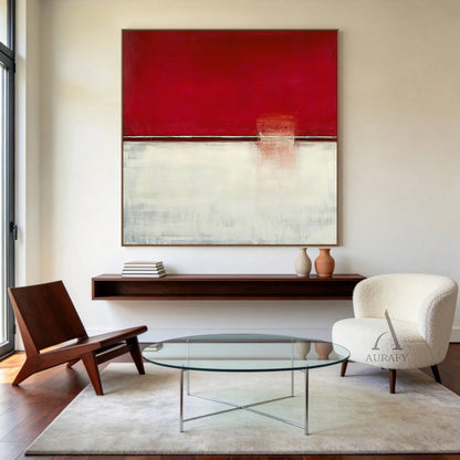 General Abstract Beige Red Wall Art for Modern Home Decor AURA347