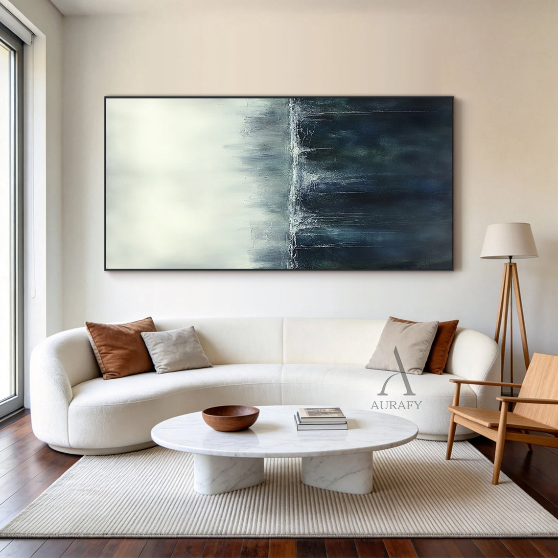 General Abstract Beige Blue Wall Art for Modern Home Decor AURA348