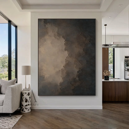 Veiled Ridges, Brown Abstract Mountain Wall Art AURA875