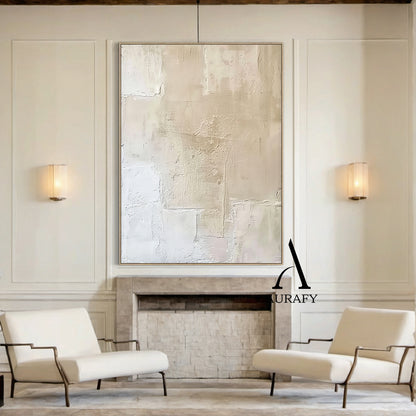 Wabi Sabi Beige Abstract Handcrafted High-Relief Plaster Tactile Wall Art Modern Organic AURA559