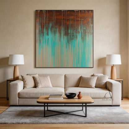 General Abstract Brown Green Modern Wall Art Home Decor AURA352