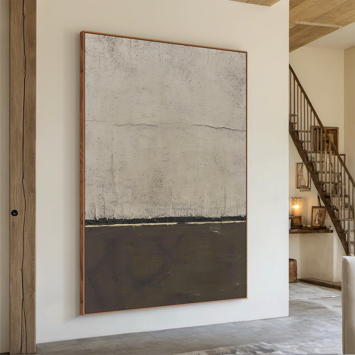 Quiet Horizon-Gray Abstract Field-AURA143