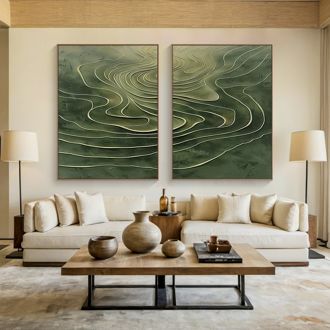 Green 3D Textured Abstract Painting Modern Living Room Wall Decor AURA173