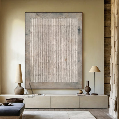 General Abstract Gray Artwork with hand-drawn lines, mottled canvas texture, rustic industrial style AURA594