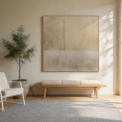 Beige Abstract Plaster Textured Wabi-Sabi Japandi Minimalist Tactile Canvas Neutral Modern Organic Wall Decor AURA733