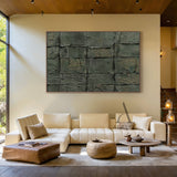 Green Abstract Art Tactile Natural Texture Grid Pattern Thick Paint Wall Decor AURA470