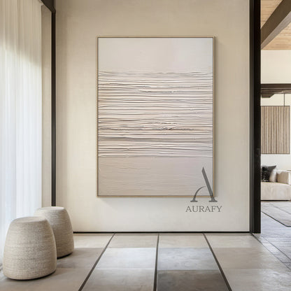 Beige Abstract Art Knife Strokes Impasto Tactile Sculpted Canvas Minimalist Luxe AurafyArt AURA483