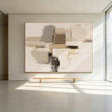 Plaster Textured Abstract Beige Brown Minimalist Japandi Sculpted Knife Stroke Neutral Wall Artwork AURA751