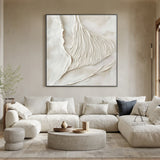 Modern Beige 3D Textured Painting Living Room Wall Decor Art AURA293