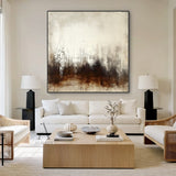 Abstract Beige Brown Art Tactile Vertical Stroke Wabi-Sabi Distressed Finish Modern Organic Wall Decor AURA606
