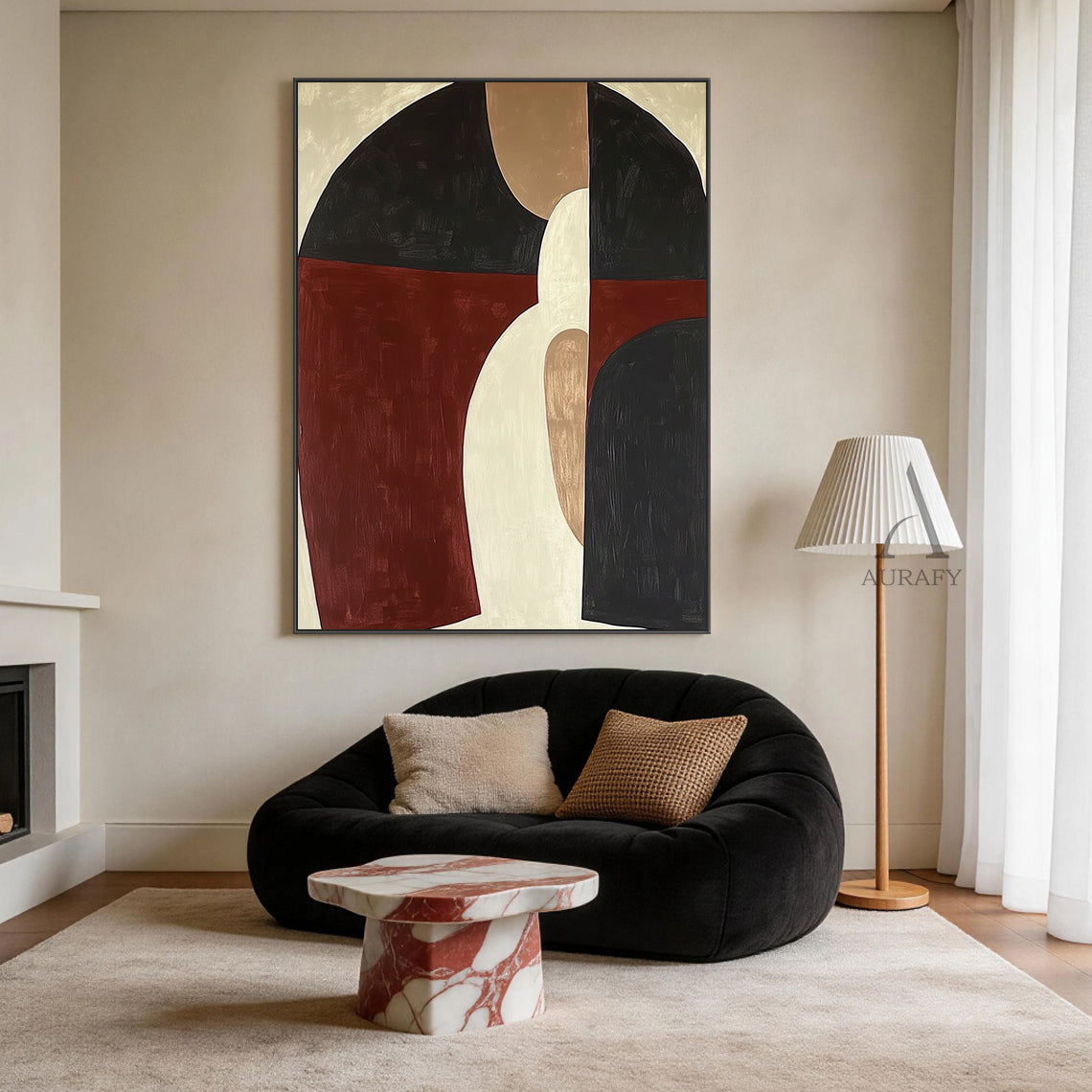 General Abstract Brown Black Wall Art for Living Room Decor AURA392