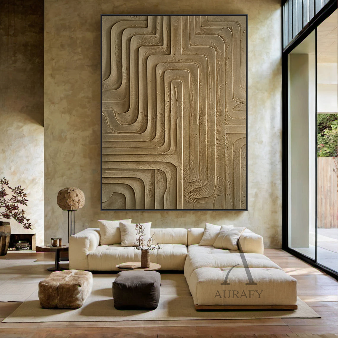 Minimalist Brown Wall Art Modern Home Living Room Decor AURA299