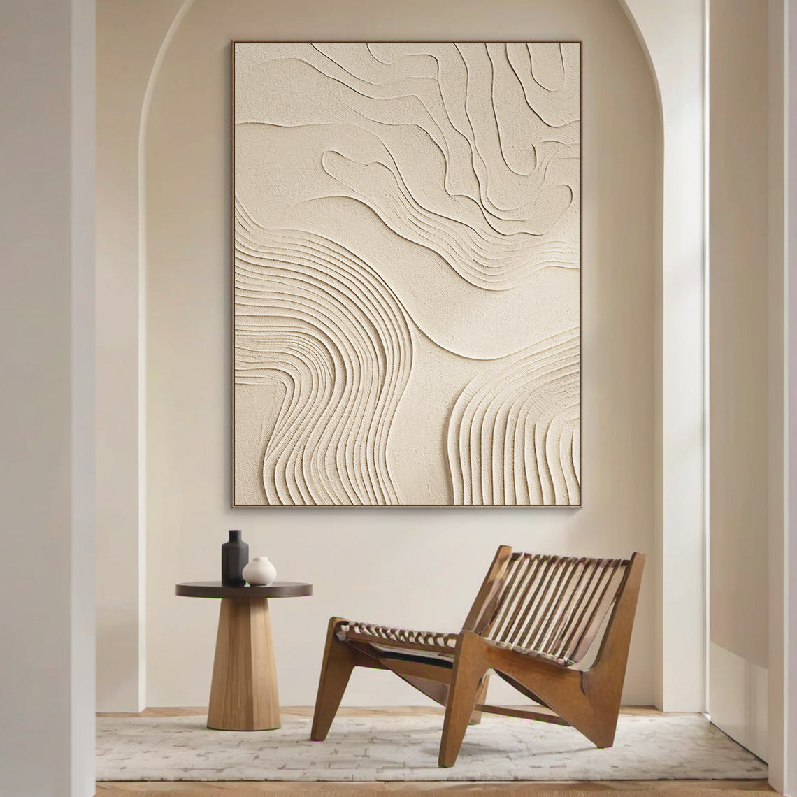 Organic Swirl Canvas – Cream Tones – AURA047(Vertical)