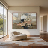 Palette Blocks, Brown Cream and Charcoal Impasto Painting AURA861