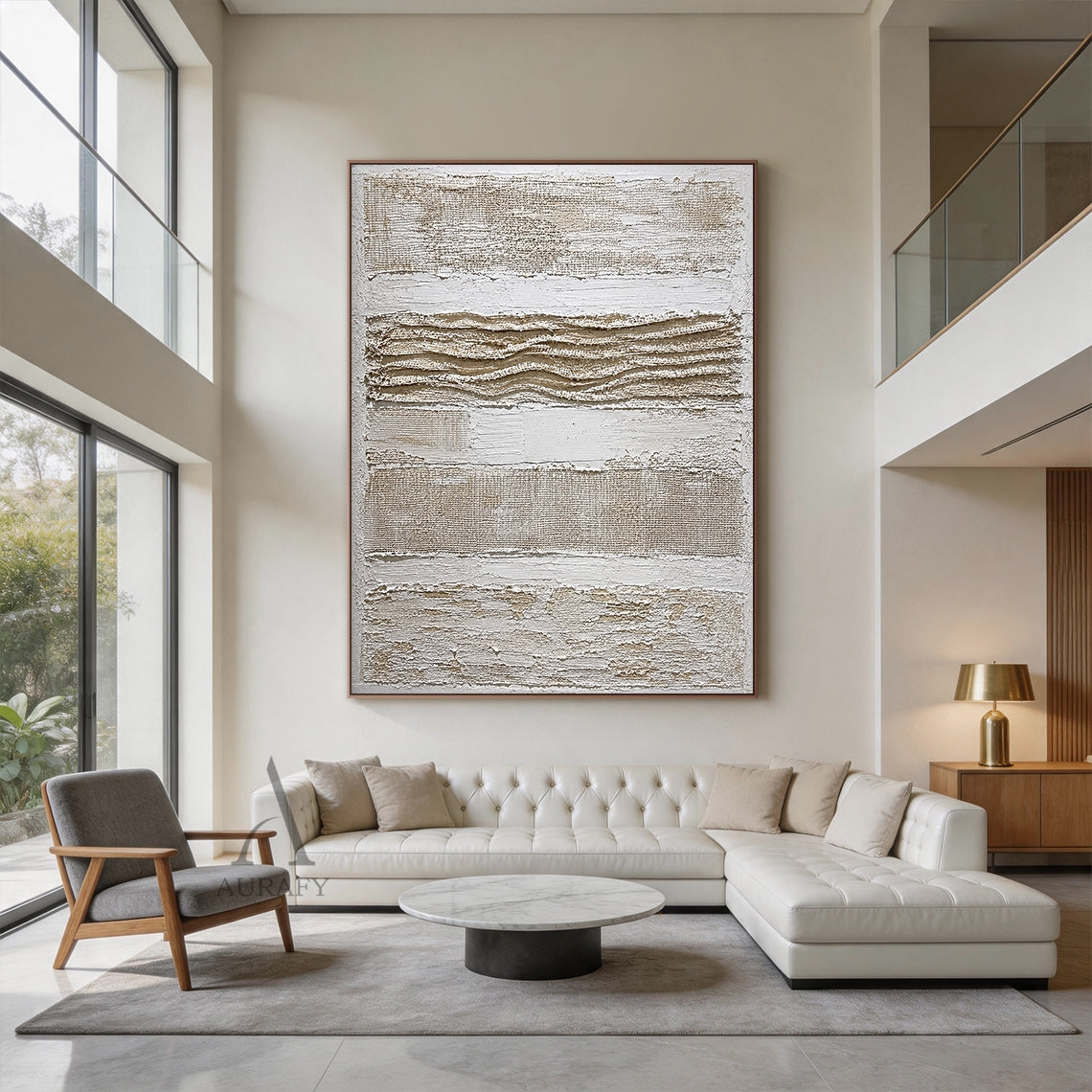 Woven Relief, Beige and Brown Mixed-Media Textured Wall Art AURA855