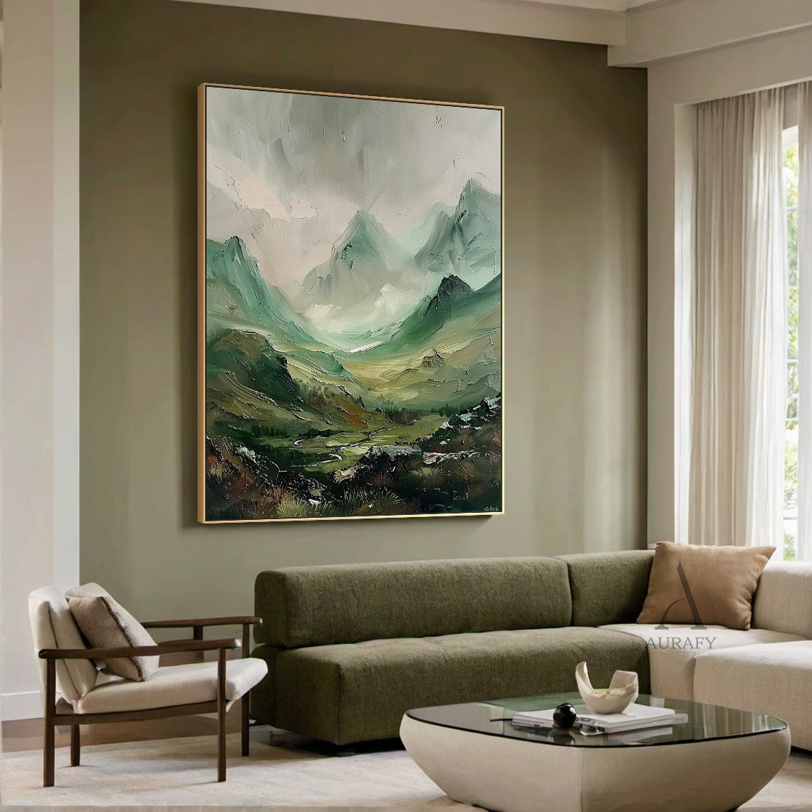 Stylish Natural Green Landscape Wall Decor for Living Room AURA310