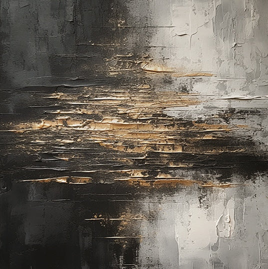 Fractured Horizon-Black & Gray Abstract Spatial Field-AURA103