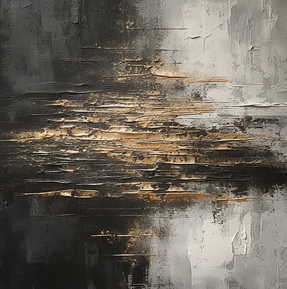 Fractured Horizon-Black & Gray Abstract Spatial Field-AURA103