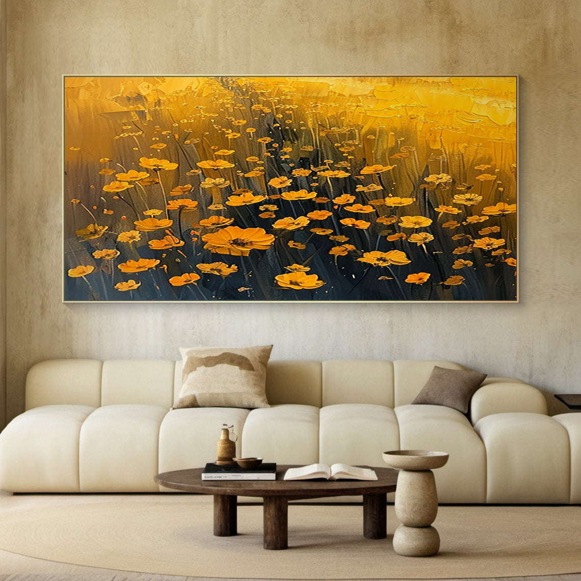 Golden Bloom-Yellow 3D / Texture Floral Art-AURA115