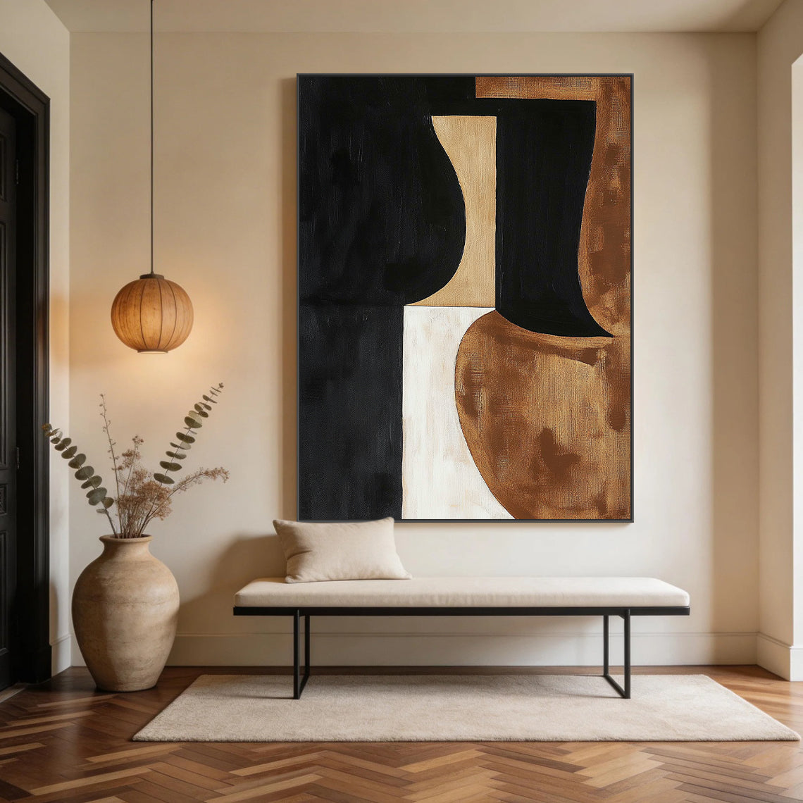 General Abstract Black Brown Wall Art for Home Decor AURA263