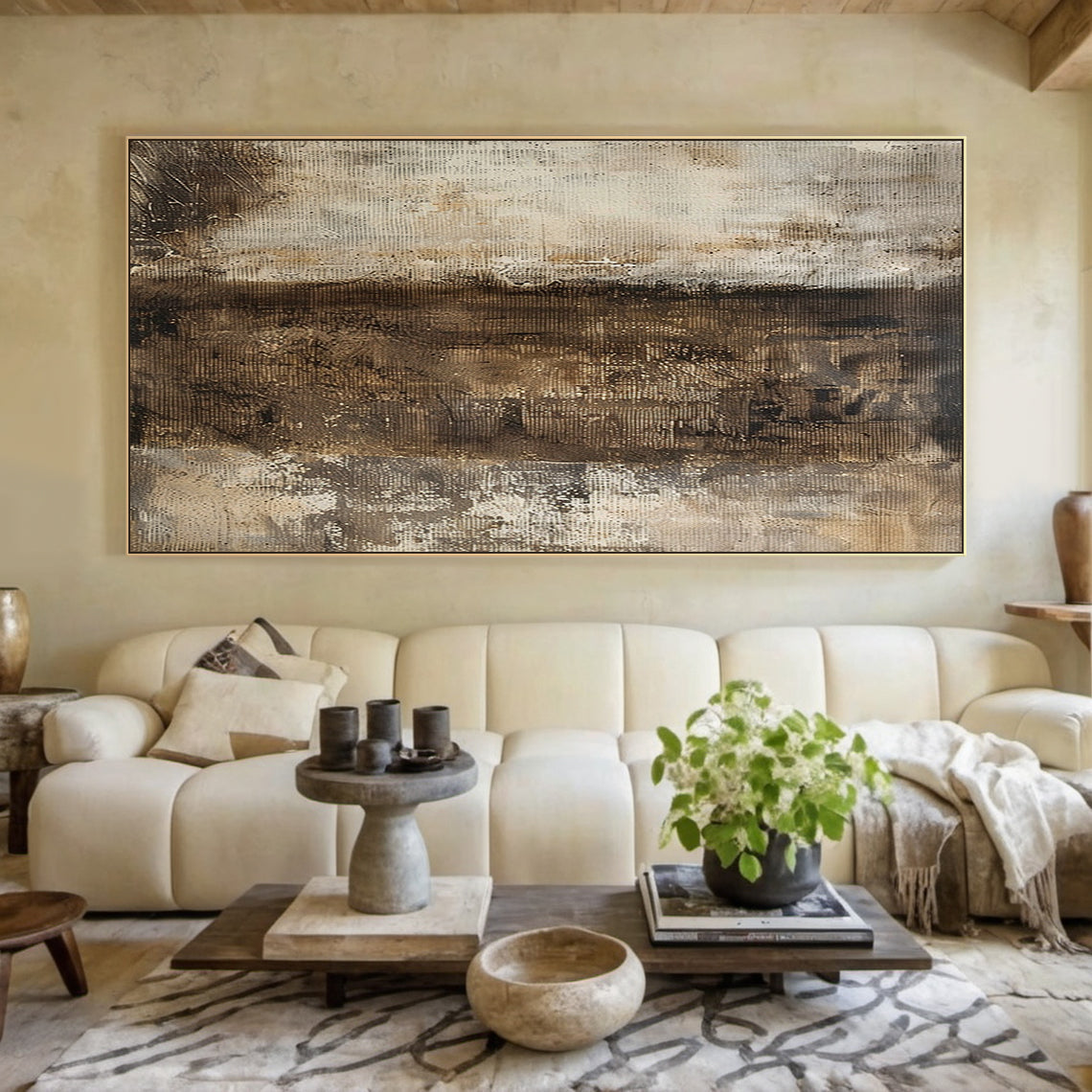 Earth Veil- Brown Wabi-Sabi Abstract Field- AURA150