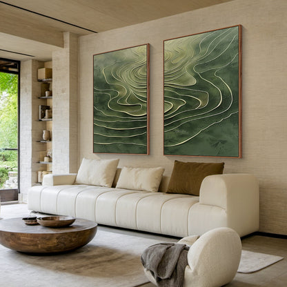 Green 3D Textured Abstract Painting Modern Living Room Wall Decor AURA173