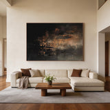 Bronze Through Black, Moody Textured Abstract Painting AURA872