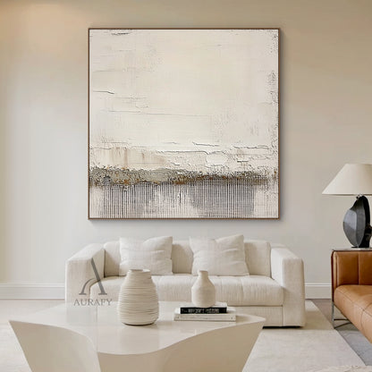 Beige Abstract Artwork Modern Organic Japandi Impasto Crackle Tactile Grid Texture Design AURA451