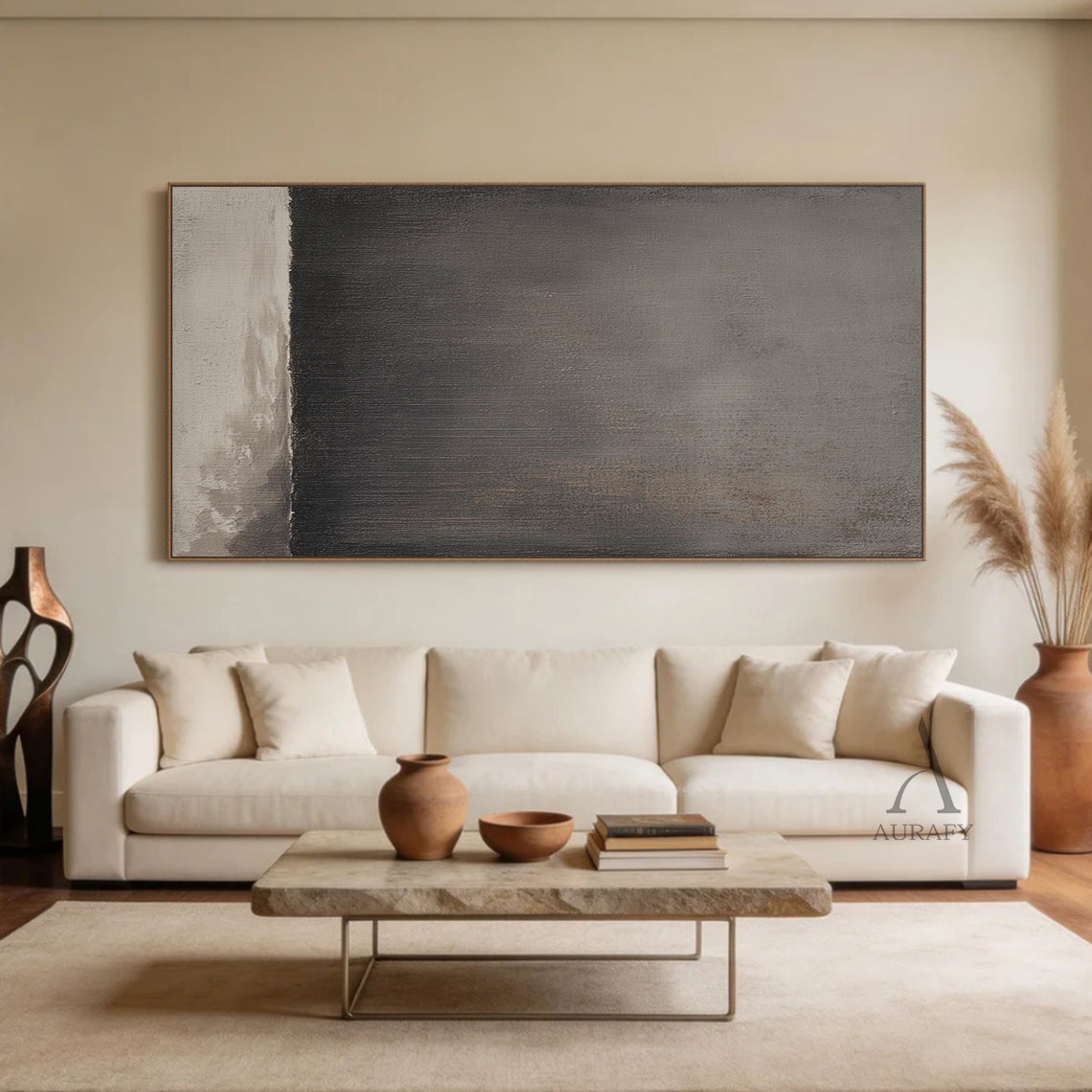 Minimalist Black Gray Wall Art for Modern Living Room Decor AURA385