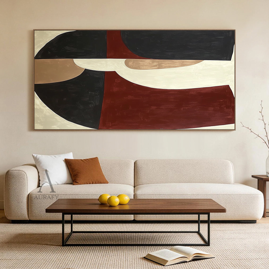 General Abstract Brown Black Wall Art for Living Room Decor AURA392
