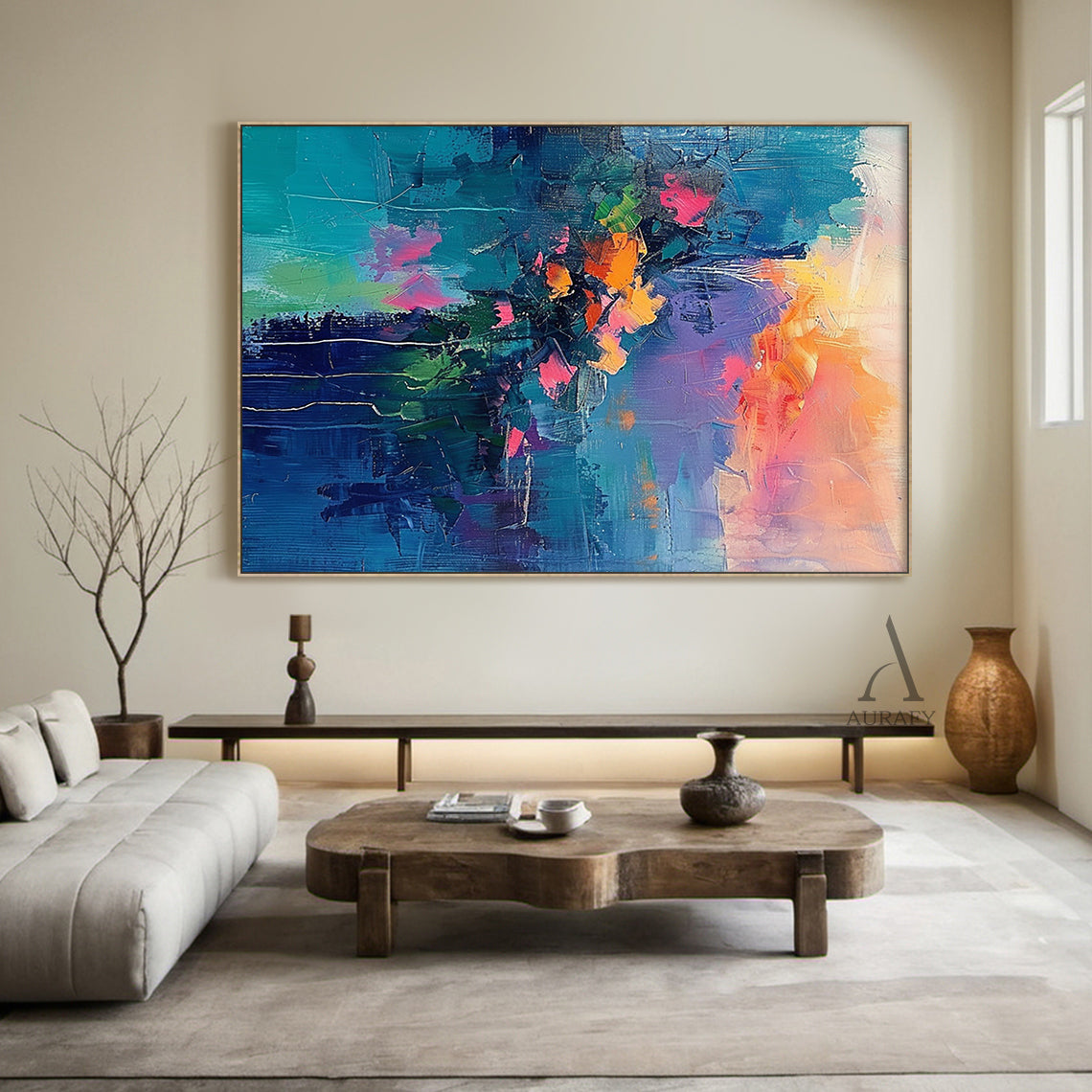 Abstract Floral Art Impasto Thick Brushstrokes Tactile Surface Colorful Vibrant Expressionist Painting AURA420