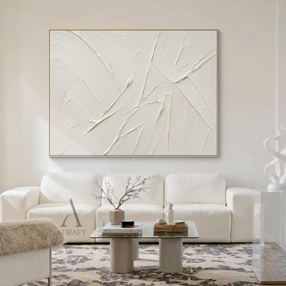 Minimalist Beige Wall Art Plaster Textured Knife Strokes Wabi Sabi Japandi Tactile Abstract Canvas Decor AURA725
