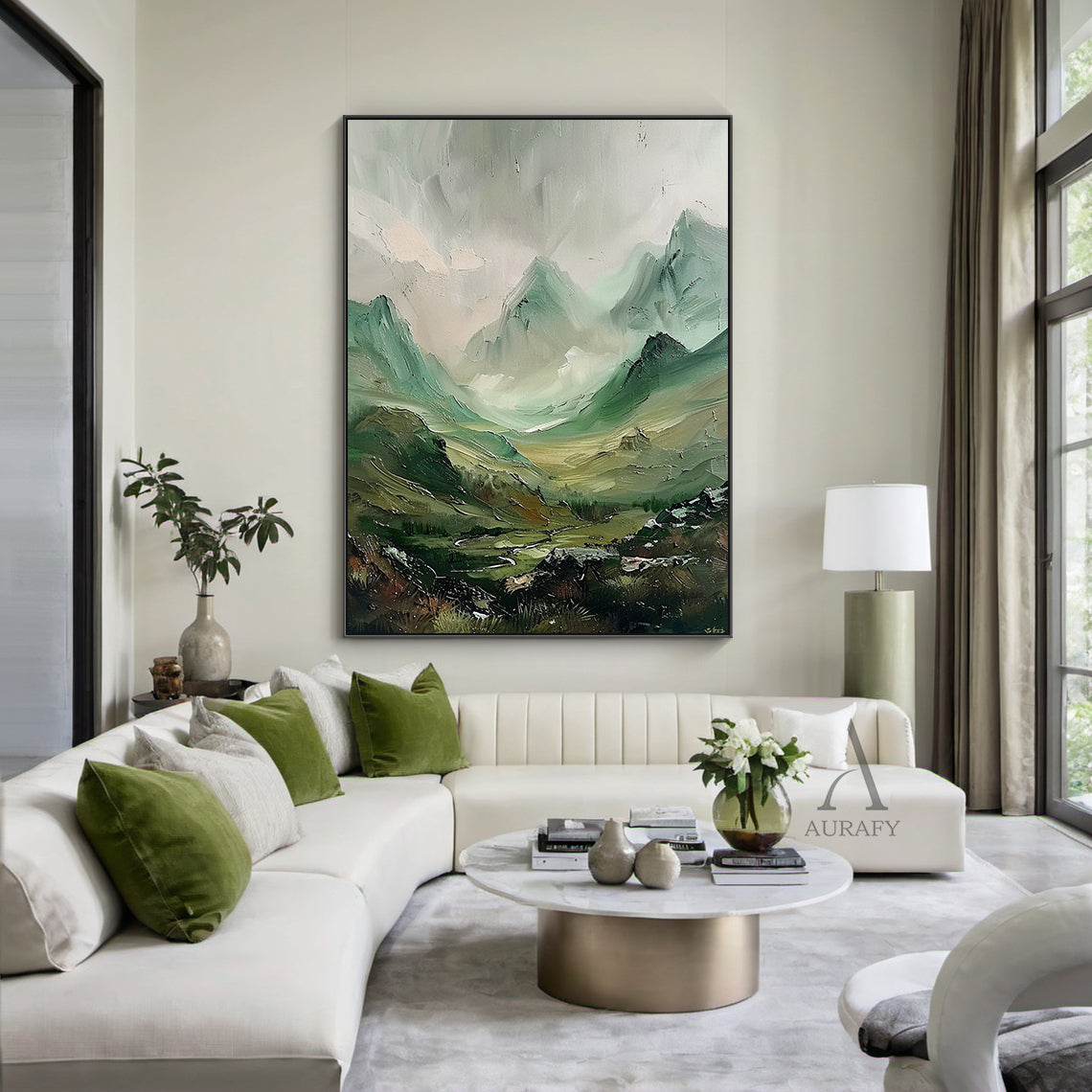 Stylish Natural Green Landscape Wall Decor for Living Room AURA310