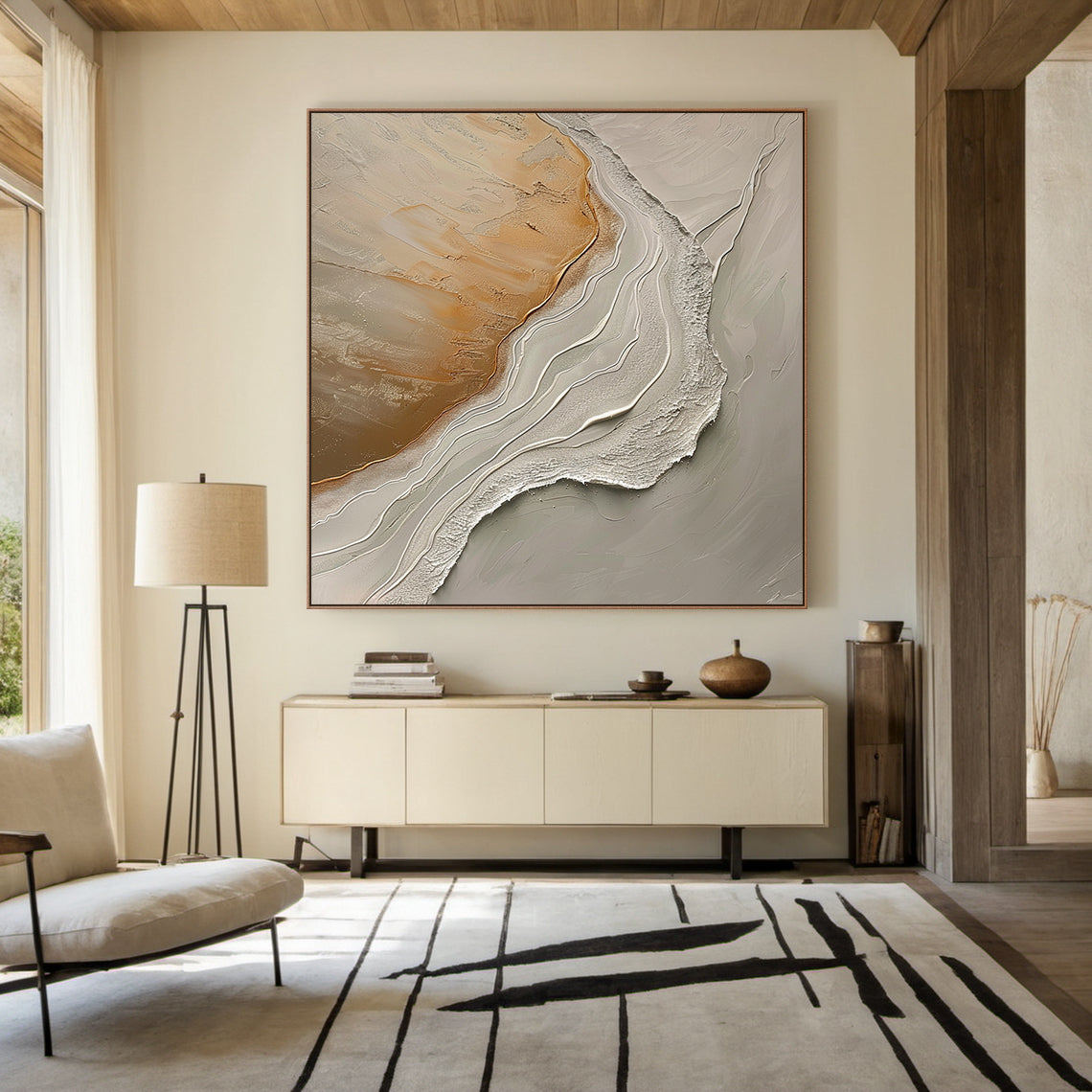 Eroded Shore-Beige & Brown Wave Sky Field-AURA140