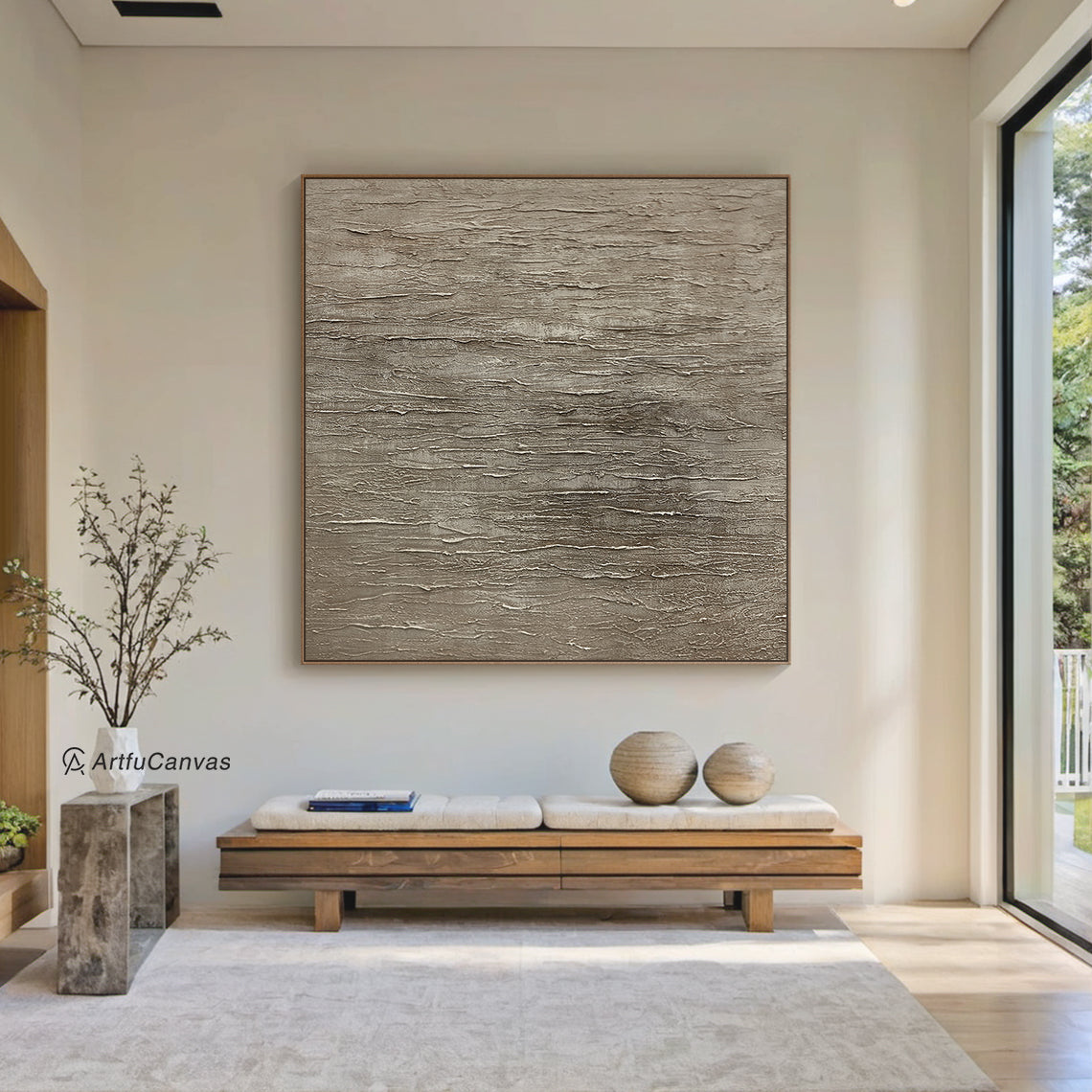 Quiet Strata- Brown Abstract Texture Field- AURA157