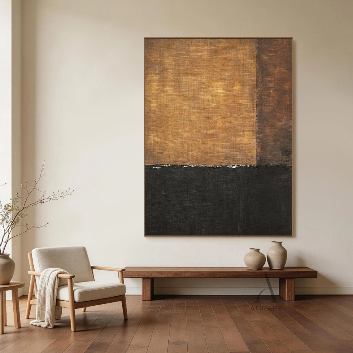 Unique Wabi Sabi Yellow Black Home Decor Accent Piece AURA301