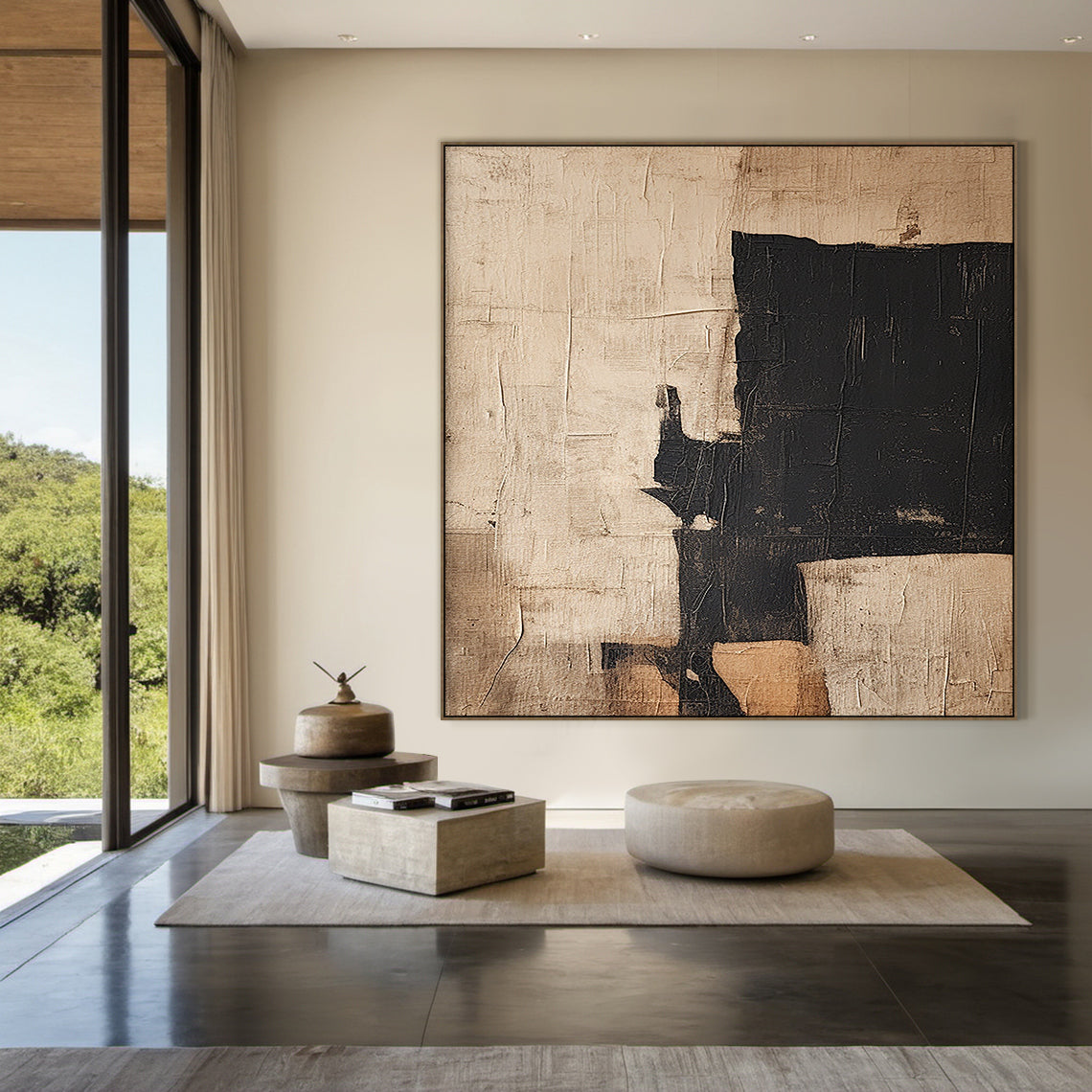 Shadow Balance-Black & Brown Abstract Wall Art-Spatial Field-AURA084