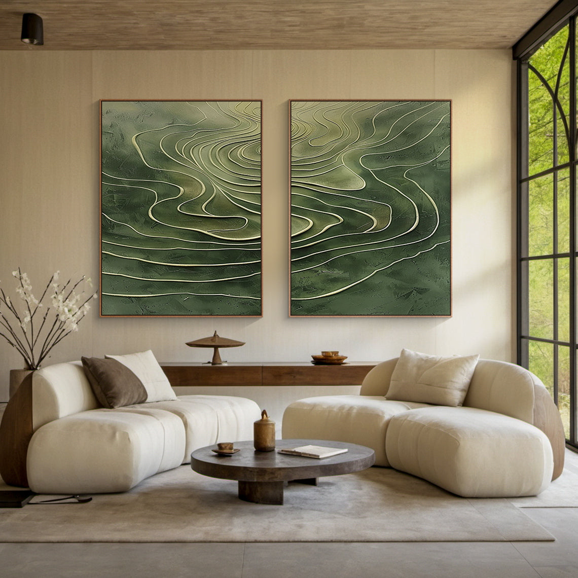 Green 3D Textured Abstract Painting Modern Living Room Wall Decor AURA173