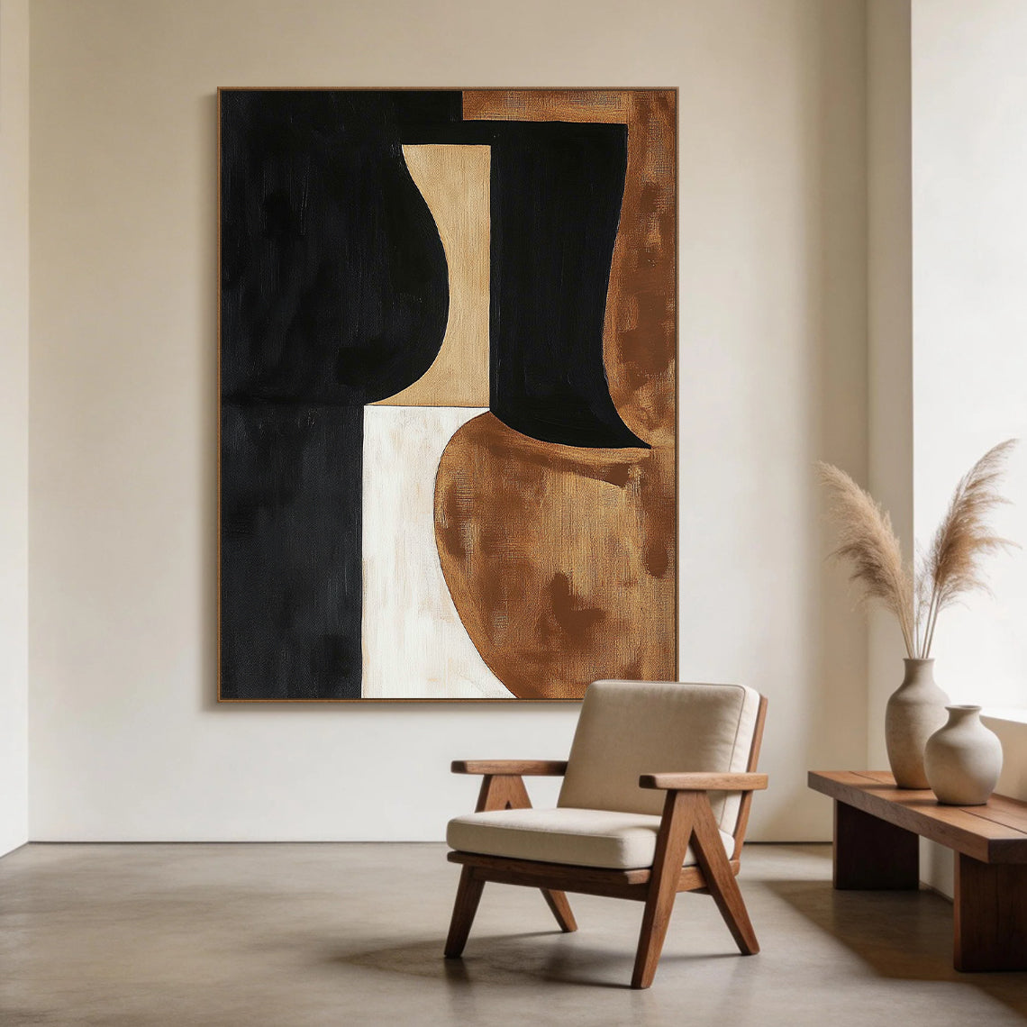 General Abstract Black Brown Wall Art for Home Decor AURA263
