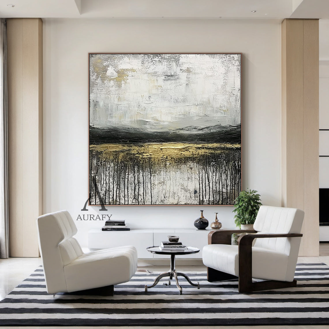 Stylish Minimalist Modern White Abstract Wall Art for Home Decor AURA253