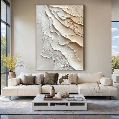 3D Textured Beige Brown Painting Modern Living Room Wall Decor AURA292