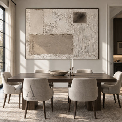 Plaster Rhythm, Beige Ridged and Cracked 3D Wall Art AURA867