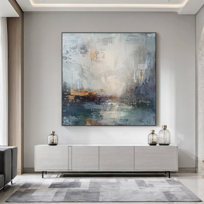 Blue Gray Abstract Wall Art Modern Living Room Decor Print AURA231