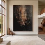 Bronze Through Black, Moody Textured Abstract Painting AURA872